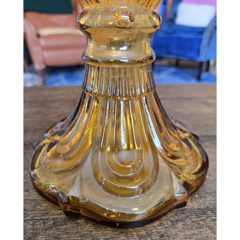Rare Amber Decanter St. Julian Wine Co. Victorian With Candle Holder 40's - Picture 4 of 9